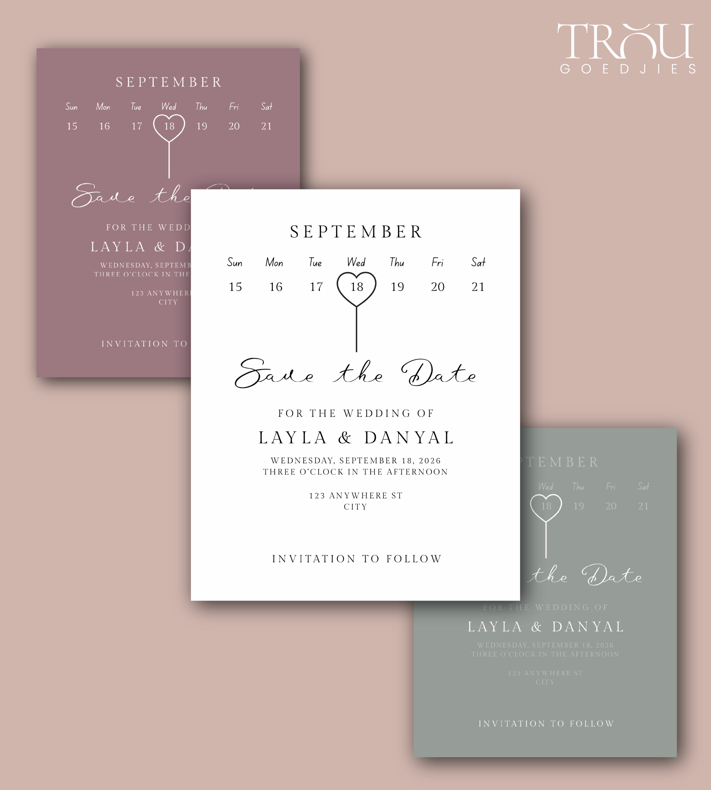 Digital Save-the-Date HeartPlain