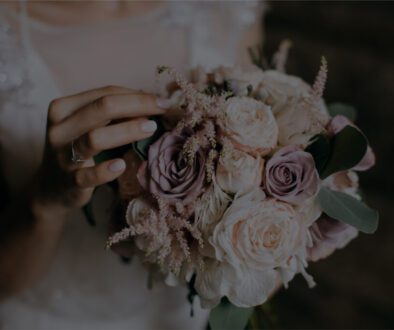 wedding bouquet with pink and white flower arrangement
